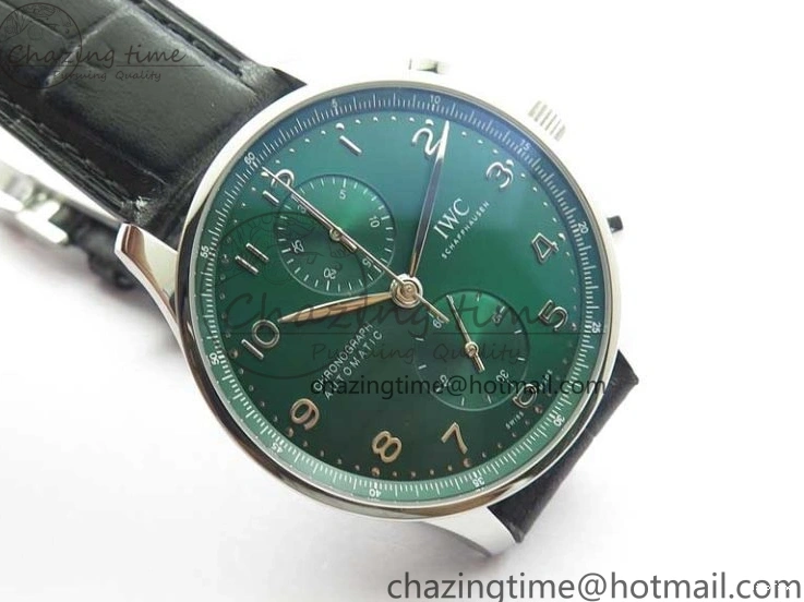 MIROTIME 0410 Elegant Portuguese IW371615 ZF 1:1 Best Edition SS Green Dial on Black Leather Strap A96355 V 7081
